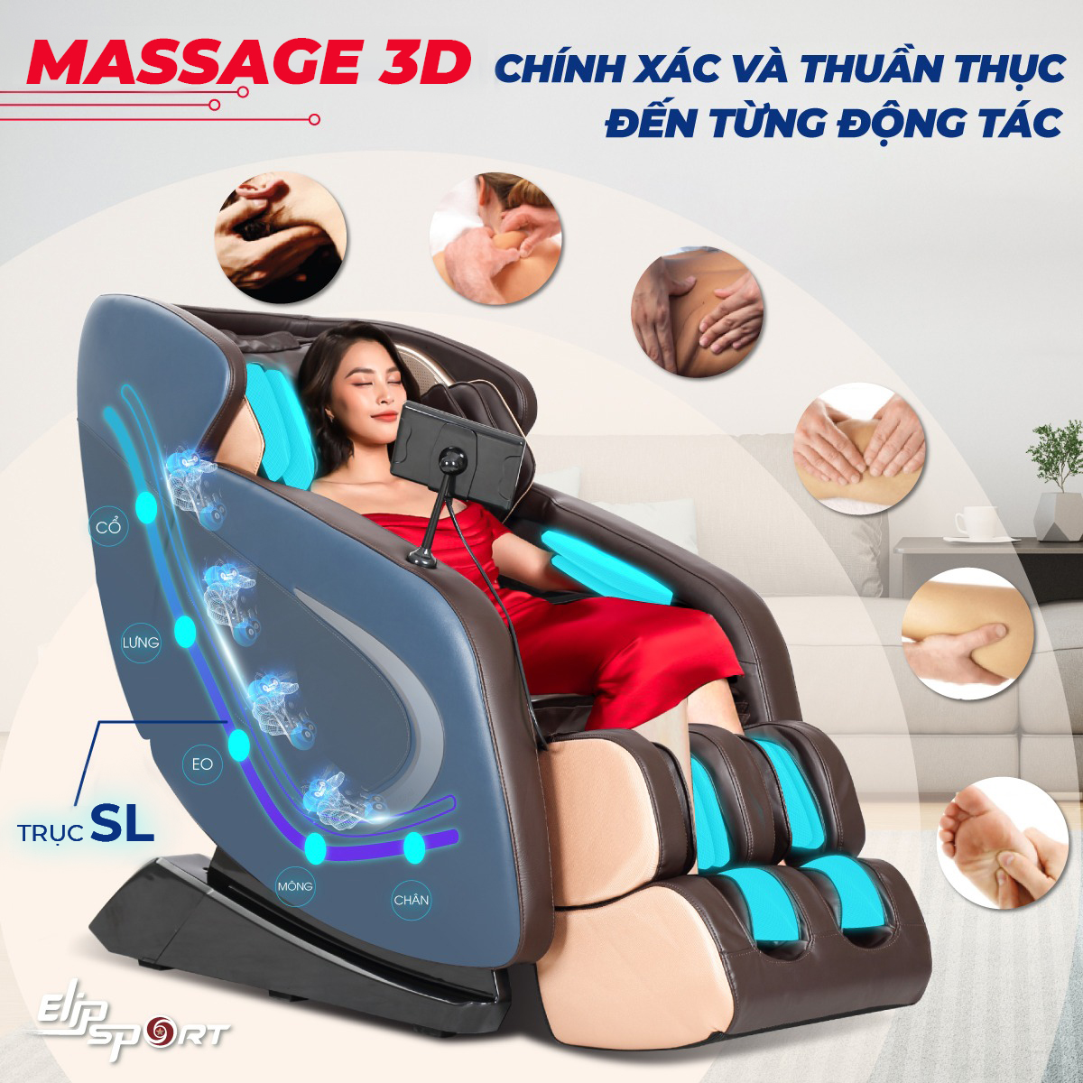 ghế massage con lăn di chuyển